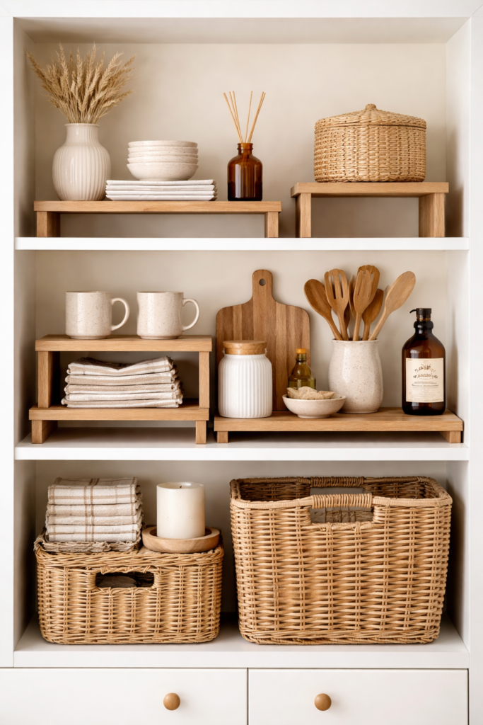 Natural texture organizers for a quiet luxury home
