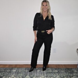 Levi's 501 90s black straight leg jeans styled four ways