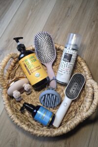 hair thinning after 40 treatment products flat lay