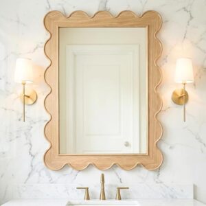CAALMA scalloped rattan wall mirror bohemian home decor