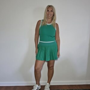 Green and white two-piece tennis set