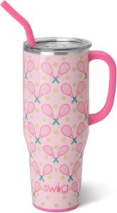 Swig tennis racket print tumbler