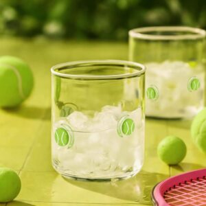 Tennis ball print glass cups set