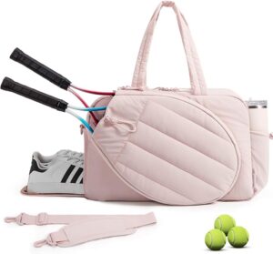 Pink quilted tennis bag