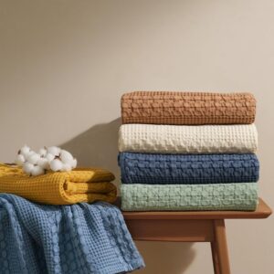 Neutral cotton throw blanket