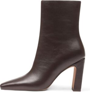 Dark brown leather heeled ankle boots