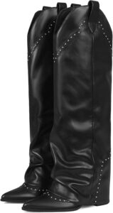 Black thigh-high boots for women over 40