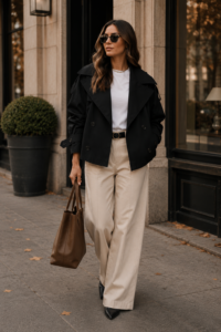 Tankaneo cropped double-breasted short trench jacket