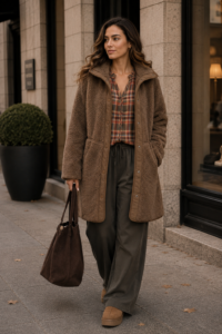 L.L. Bean sherpa coat for casual winter warmth