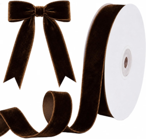 Brown velvet ribbon for an elegant Christmas tree