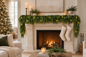 Quiet luxury Christmas greenery with cedar and eucalyptus garland